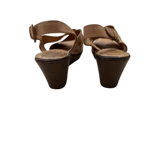 Born Leather Strappy Tan Sandals With Buckle Size 9M Closure & Cushioned Footbed - Picture 6 of 8